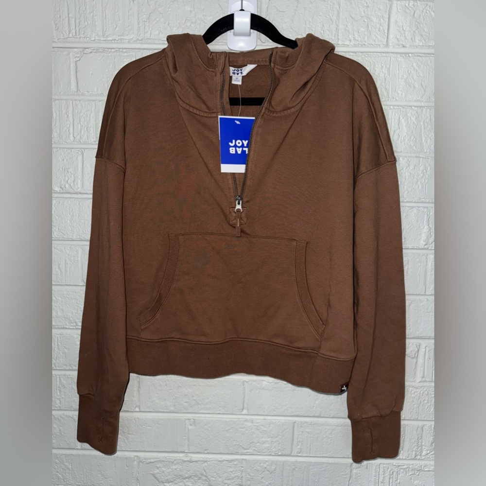 NWT JOYLAB women’s French Terry 1/2 Zip Hooded Pullover Sweatshirt M & XL ✨ - Picture 5 of 8